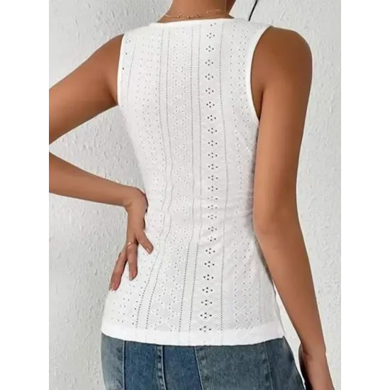 Solid Color Skinny Sleeveless Deep V-Neck Vest Top