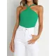 Solid Color Skinny Sleeveless Halter-Neck Vest Top Solid Color Skinny Sleeveless Halter-Neck Vest Top