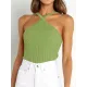 Solid Color Skinny Sleeveless Halter-Neck Vest Top Solid Color Skinny Sleeveless Halter-Neck Vest Top