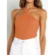 Solid Color Skinny Sleeveless Halter-Neck Vest Top Solid Color Skinny Sleeveless Halter-Neck Vest Top