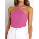 Solid Color Skinny Sleeveless Halter-Neck Vest Top Solid Color Skinny Sleeveless Halter-Neck Vest Top