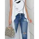 Figure Printed High-Low Sleeveless Round-Neck Vest Top Figure Printed High-Low Sleeveless Round-Neck Vest Top