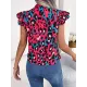 Leopard Cap Sleeve Loose Statement Collar Vest Top Leopard Cap Sleeve Loose Statement Collar Vest Top