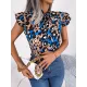 Leopard Cap Sleeve Loose Statement Collar Vest Top Leopard Cap Sleeve Loose Statement Collar Vest Top