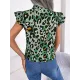 Leopard Cap Sleeve Loose Statement Collar Vest Top Leopard Cap Sleeve Loose Statement Collar Vest Top