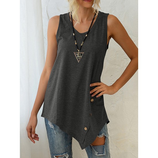 Solid Color Irregularity Loose V-Neck Vest Top Solid Color Irregularity Loose V-Neck Vest Top