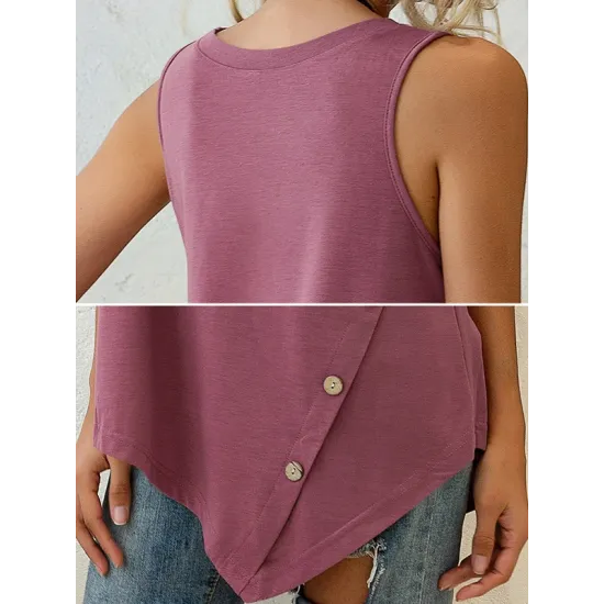 Solid Color Irregularity Loose V-Neck Vest Top Solid Color Irregularity Loose V-Neck Vest Top