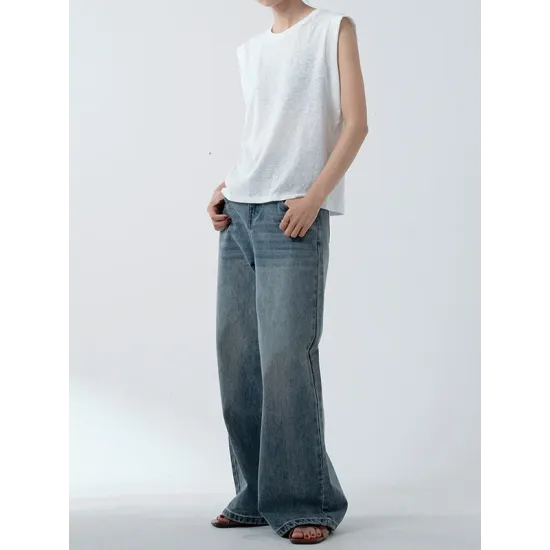 See-Through Solid Color Loose Sleeveless Round-Neck Vest Top See-Through Solid Color Loose Sleeveless Round-Neck Vest Top