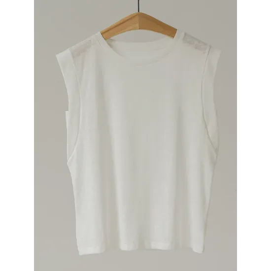 See-Through Solid Color Loose Sleeveless Round-Neck Vest Top See-Through Solid Color Loose Sleeveless Round-Neck Vest Top