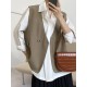 Pockets Split-Joint Loose Sleeveless V-Neck Vest Top Pockets Split-Joint Loose Sleeveless V-Neck Vest Top