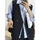 Pockets Split-Joint Loose Sleeveless V-Neck Vest Top Pockets Split-Joint Loose Sleeveless V-Neck Vest Top