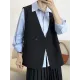 Pockets Split-Joint Loose Sleeveless V-Neck Vest Top Pockets Split-Joint Loose Sleeveless V-Neck Vest Top