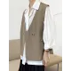 Pockets Split-Joint Loose Sleeveless V-Neck Vest Top Pockets Split-Joint Loose Sleeveless V-Neck Vest Top
