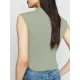 Pleated Solid Color Skinny Sleeveless Stand Collar Vest Top Pleated Solid Color Skinny Sleeveless Stand Collar Vest Top