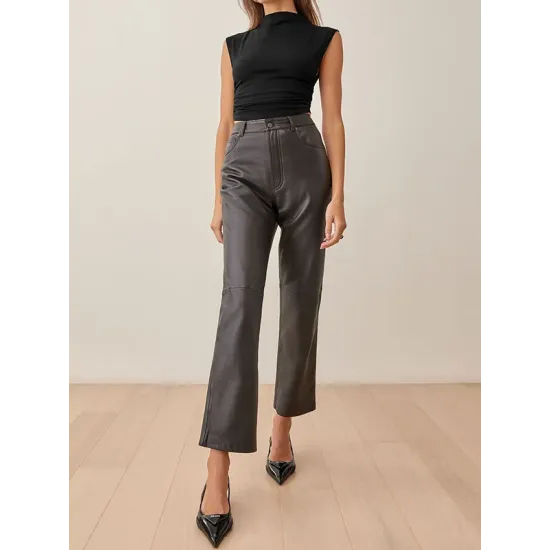 Pleated Solid Color Skinny Sleeveless Stand Collar Vest Top Pleated Solid Color Skinny Sleeveless Stand Collar Vest Top