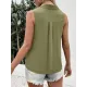 Buttoned Solid Color Split-Joint Loose Sleeveless V-neck Vest Top Buttoned Solid Color Split-Joint Loose Sleeveless V-neck Vest Top
