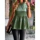 Sleeveless Pleated Printed Split-Joint Mock Neck Vest Top Sleeveless Pleated Printed Split-Joint Mock Neck Vest Top
