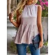 Sleeveless Pleated Printed Split-Joint Mock Neck Vest Top Sleeveless Pleated Printed Split-Joint Mock Neck Vest Top