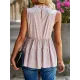 Sleeveless Pleated Printed Split-Joint Mock Neck Vest Top Sleeveless Pleated Printed Split-Joint Mock Neck Vest Top