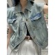 Asymmetric Buttoned Pockets Split-Joint Loose Sleeveless Lapel Collar Vest Outerwear Asymmetric Buttoned Pockets Split-Joint Loose Sleeveless Lapel Collar Vest Outerwear