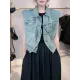 Asymmetric Buttoned Pockets Split-Joint Loose Sleeveless Lapel Collar Vest Outerwear Asymmetric Buttoned Pockets Split-Joint Loose Sleeveless Lapel Collar Vest Outerwear