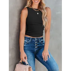 Back Cross Solid Color Skinny Sleeveless Vest Top