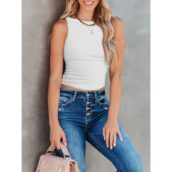 Back Cross Solid Color Skinny Sleeveless Vest Top Back Cross Solid Color Skinny Sleeveless Vest Top