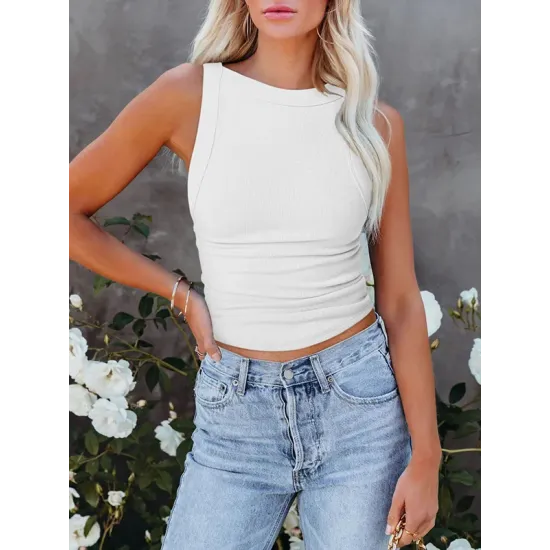 Back Cross Solid Color Skinny Sleeveless Vest Top Back Cross Solid Color Skinny Sleeveless Vest Top