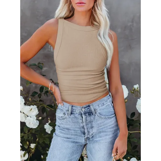 Back Cross Solid Color Skinny Sleeveless Vest Top Back Cross Solid Color Skinny Sleeveless Vest Top