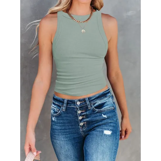 Back Cross Solid Color Skinny Sleeveless Vest Top Back Cross Solid Color Skinny Sleeveless Vest Top