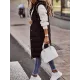 Buttoned Drawstring Keep Warm Solid Color Split-Joint Zipper Hooded Sleeveless Vest Outerwear Padded Coat Buttoned Drawstring Keep Warm Solid Color Split-Joint Zipper Hooded Sleeveless Vest Outerwear Padded Coat