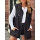 Buttoned Drawstring Pockets Split-Joint Loose Sleeveless Polo Vest Outerwear Buttoned Drawstring Pockets Split-Joint Loose Sleeveless Polo Vest Outerwear