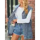 Buttoned Drawstring Pockets Split-Joint Loose Sleeveless Polo Vest Outerwear Buttoned Drawstring Pockets Split-Joint Loose Sleeveless Polo Vest Outerwear