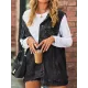 Buttoned Drawstring Pockets Split-Joint Loose Sleeveless Polo Vest Outerwear Buttoned Drawstring Pockets Split-Joint Loose Sleeveless Polo Vest Outerwear