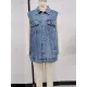 Buttoned Drawstring Pockets Split-Joint Loose Sleeveless Polo Vest Outerwear Buttoned Drawstring Pockets Split-Joint Loose Sleeveless Polo Vest Outerwear
