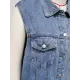 Buttoned Drawstring Pockets Split-Joint Loose Sleeveless Polo Vest Outerwear Buttoned Drawstring Pockets Split-Joint Loose Sleeveless Polo Vest Outerwear