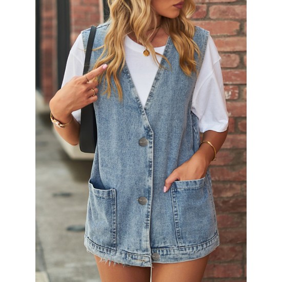 Split-Joint Loose Sleeveless V-Neck Vest Top Split-Joint Loose Sleeveless V-Neck Vest Top