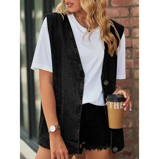Split-Joint Loose Sleeveless V-Neck Vest Top Split-Joint Loose Sleeveless V-Neck Vest Top
