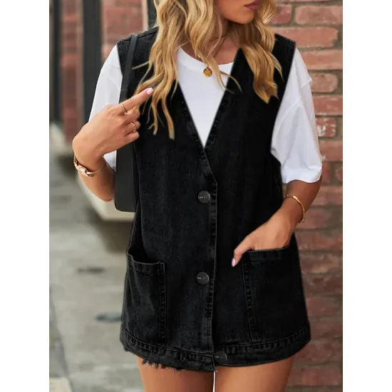Split-Joint Loose Sleeveless V-Neck Vest Top Split-Joint Loose Sleeveless V-Neck Vest Top