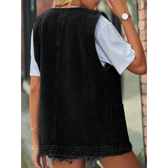Split-Joint Loose Sleeveless V-Neck Vest Top Split-Joint Loose Sleeveless V-Neck Vest Top