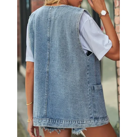 Split-Joint Loose Sleeveless V-Neck Vest Top Split-Joint Loose Sleeveless V-Neck Vest Top