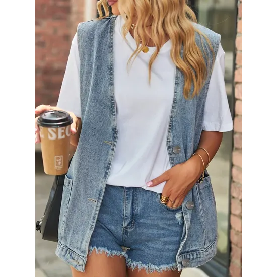 Split-Joint Loose Sleeveless V-Neck Vest Top Split-Joint Loose Sleeveless V-Neck Vest Top