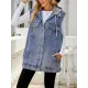 Buttoned Detachable Drawstring Hooded Pockets Split-Joint Loose Sleeveless Polo Vest Outerwear Buttoned Detachable Drawstring Hooded Pockets Split-Joint Loose Sleeveless Polo Vest Outerwear