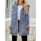 Buttoned Detachable Drawstring Hooded Pockets Split-Joint Loose Sleeveless Polo Vest Outerwear Buttoned Detachable Drawstring Hooded Pockets Split-Joint Loose Sleeveless Polo Vest Outerwear