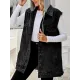 Buttoned Detachable Drawstring Hooded Pockets Split-Joint Loose Sleeveless Polo Vest Outerwear Buttoned Detachable Drawstring Hooded Pockets Split-Joint Loose Sleeveless Polo Vest Outerwear