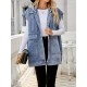 Buttoned Detachable Hooded Pockets Split-Joint Loose Sleeveless Lapel Collar Vest Outerwear Buttoned Detachable Hooded Pockets Split-Joint Loose Sleeveless Lapel Collar Vest Outerwear