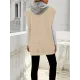 Buttoned Detachable Hooded Pockets Split-Joint Loose Sleeveless Lapel Collar Vest Outerwear Buttoned Detachable Hooded Pockets Split-Joint Loose Sleeveless Lapel Collar Vest Outerwear