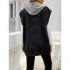 Buttoned Detachable Hooded Pockets Split-Joint Loose Sleeveless Lapel Collar Vest Outerwear Buttoned Detachable Hooded Pockets Split-Joint Loose Sleeveless Lapel Collar Vest Outerwear