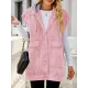 Buttoned Detachable Hooded Pockets Split-Joint Loose Sleeveless Lapel Collar Vest Outerwear Buttoned Detachable Hooded Pockets Split-Joint Loose Sleeveless Lapel Collar Vest Outerwear
