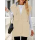 Buttoned Detachable Hooded Pockets Split-Joint Loose Sleeveless Lapel Collar Vest Outerwear Buttoned Detachable Hooded Pockets Split-Joint Loose Sleeveless Lapel Collar Vest Outerwear